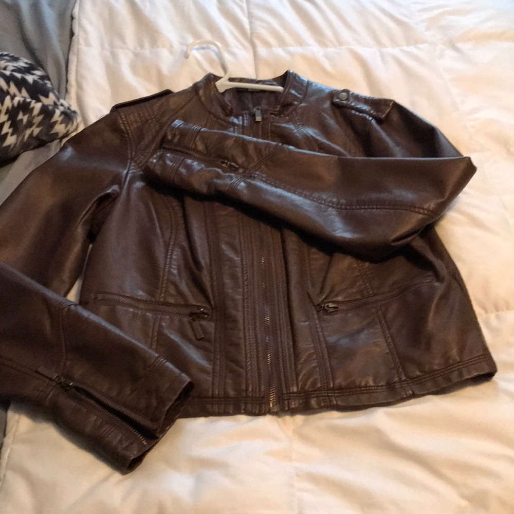 Brown leather jacket